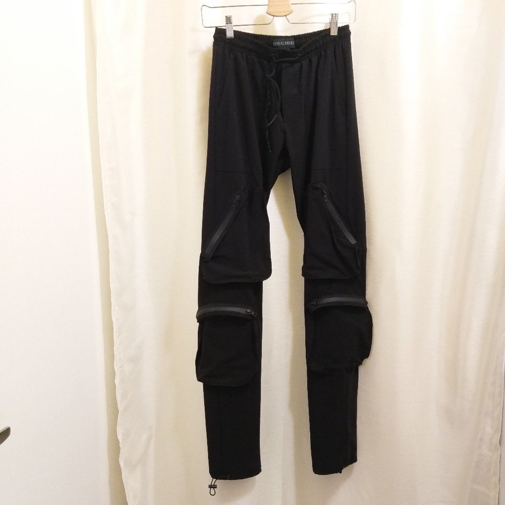 Skinny Parachute Cargo Pants - Black - Sz Small